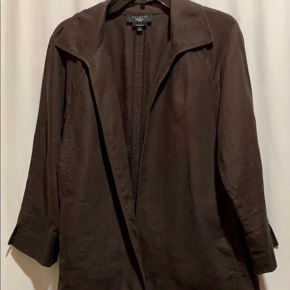 TALBOTS PURE IRISH LINEN CHO BROWN SZ XL JACKET - Picture 1 of 5